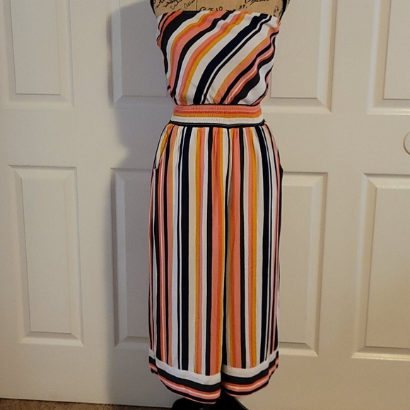Xhilaration Pants - Xhilaration Strapless Striped Capri Romper